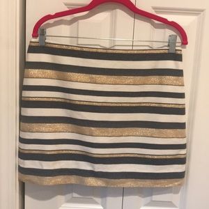 J-Crew striped miniskirt - chambray and gold